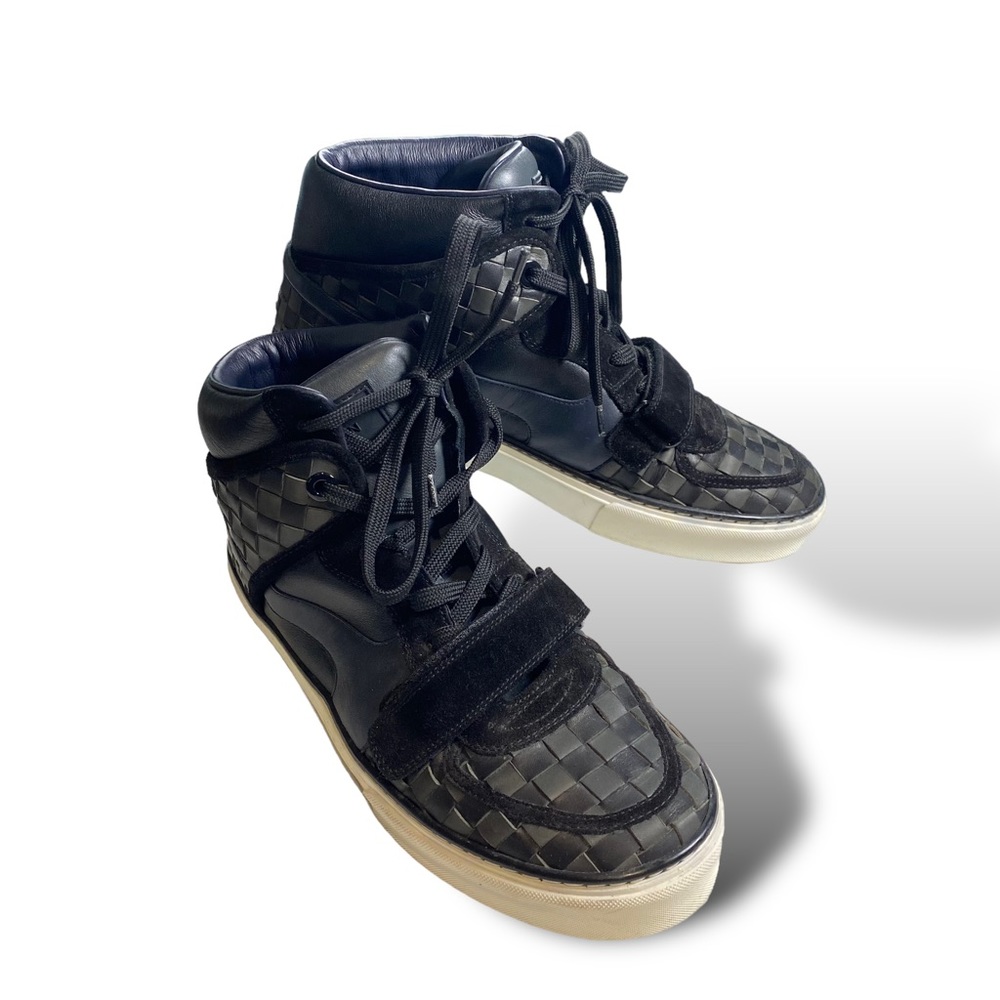 Louis Vuitton Authentic ￼checkered black dark blue gray Tower Sneakers Mens US 7
